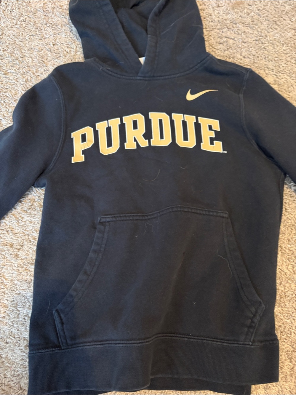 Nike Black Hoodie with Gold Purdue Arch Logo - Kids